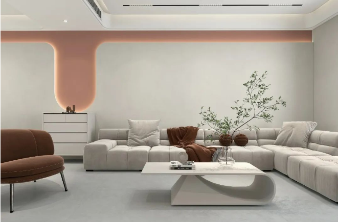 宏陶客廳質感磚效果圖