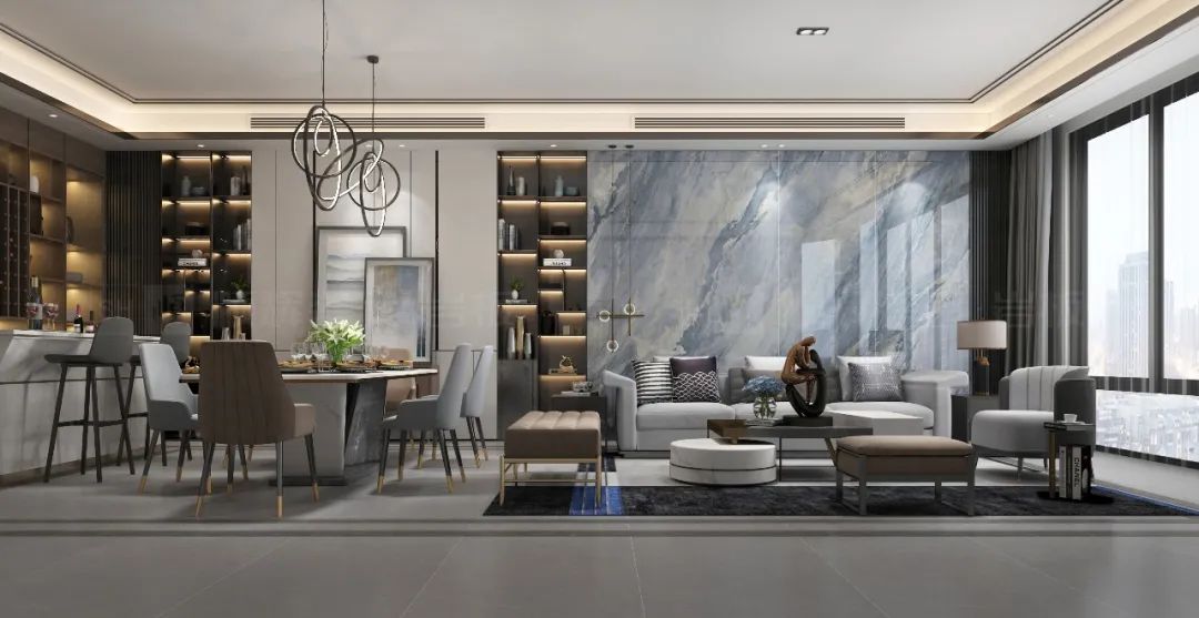 2023一線二線三線品牌瓷磚，宏陶陶瓷餐客廳一體化設(shè)計(jì)